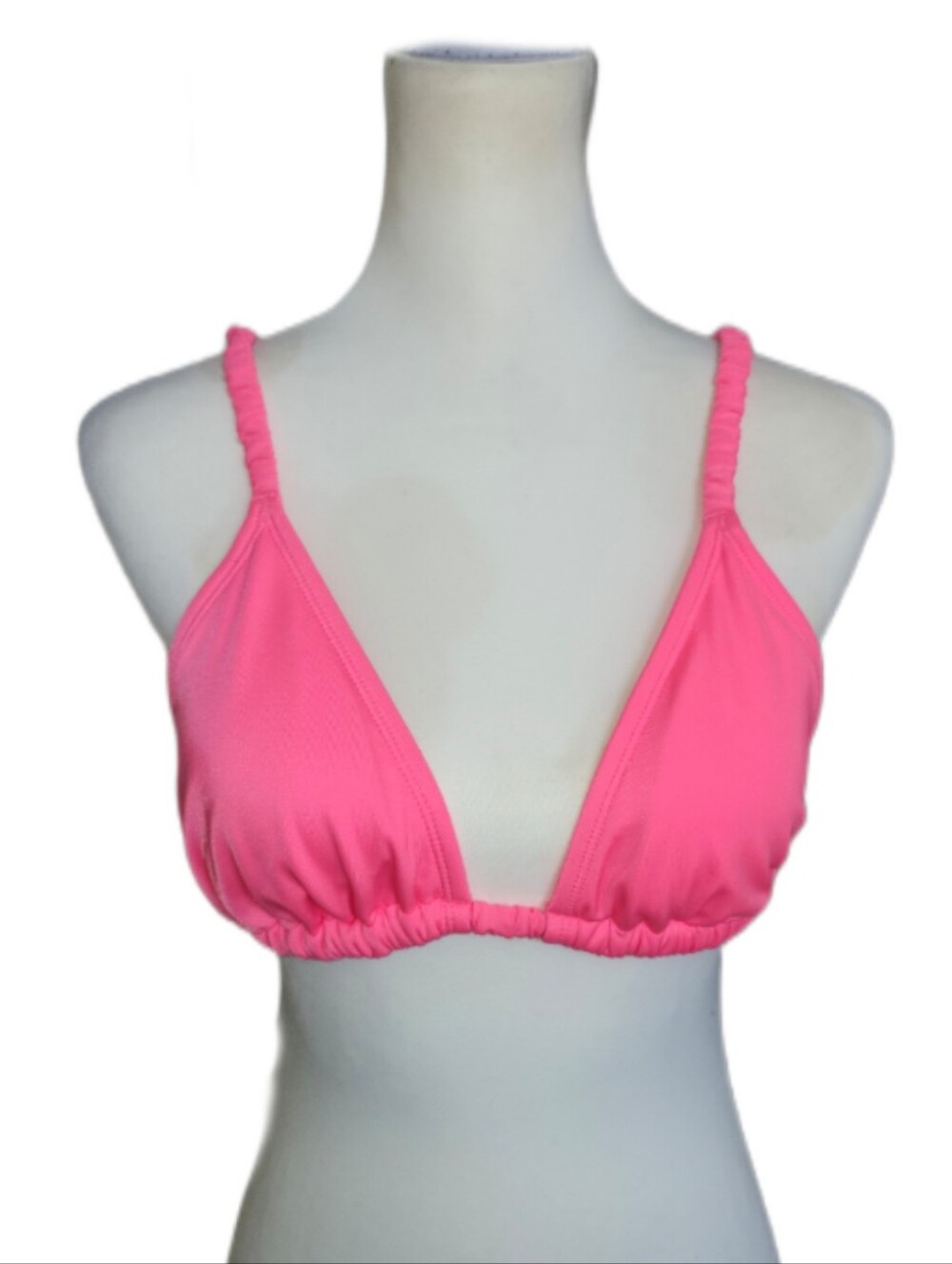 Wild Fable Hot Pink Ruched Padded String Bikini Top, Large